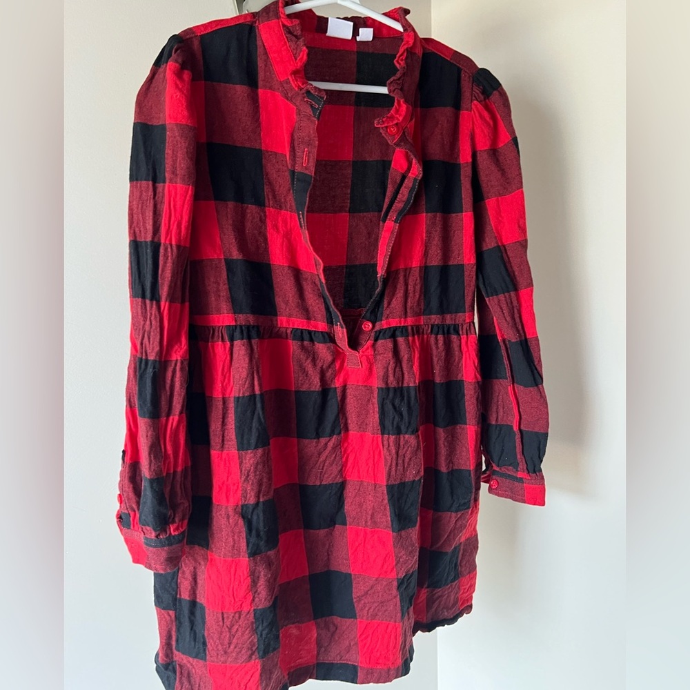 Girl’s Black and Red Flannel Dress
